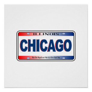 Póster Cidade de Chicago da Licença Estatal de Illinois