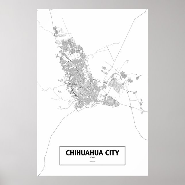 Póster Cidade de Chihuahua, México (preto no branco) (Frente)