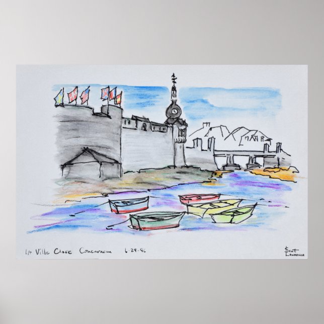 Poster Cidade de Concarneau | Finistere, Bretanha (Frente)
