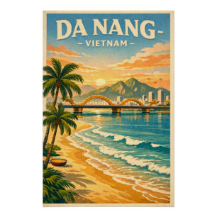 Póster Cidade de Da Nang, Vietnã, em um clássico retrô
