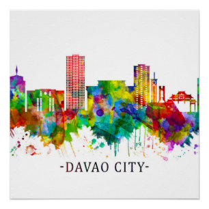 Póster Cidade de Davao Filipinas Skyline