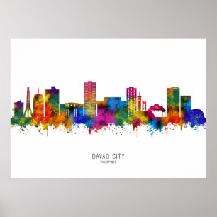 Poster Cidade de Davao Filipinas Skyline