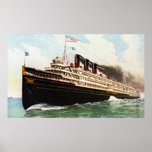 Póster Cidade de Detroit Passenger Liner (Frente)