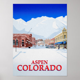 Póster Cidade de estância de esqui de Aspen Colorado