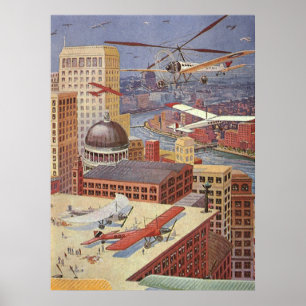 Póster Cidade de Ficção Científica Vintage, Gelado Vit