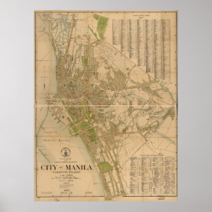 Poster Cidade de ilhas filipinos Mapa de Manila (1920)