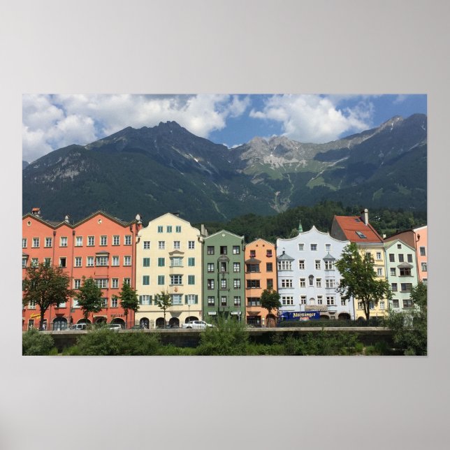 Poster Cidade de Innsbruck, Áustria, no Tirol (Frente)