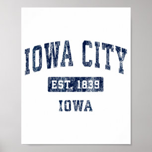 Poster Cidade de Iowa Iowa Ia Vintage Estabelecido Desenh