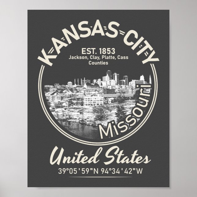 POSTER CIDADE DE KANSAS - MISSOURI VINTAGE (Frente)