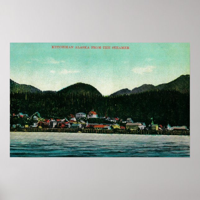 Póster Cidade de Ketchikan, Alasca, de Navio a vapor (Frente)