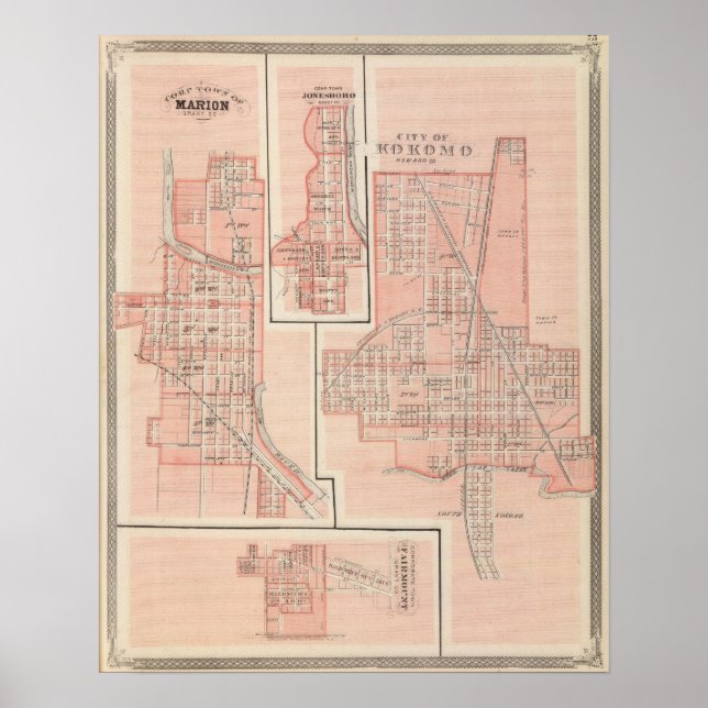 Póster Cidade de Kokomo, Howard Co com Marion (Frente)