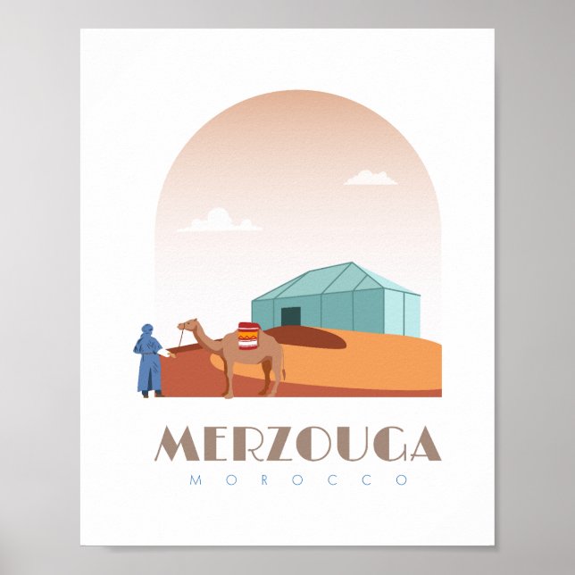 Poster Cidade de Merzouga morocco Skyline (Frente)