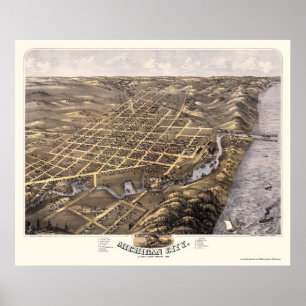 Poster Cidade de Michigan, no mapa panorâmico - 1869b