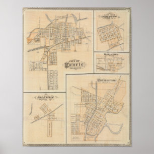 Póster Cidade de Muncie, Delaware Co com Yorktown