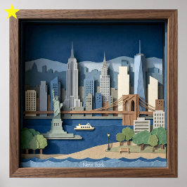 Poster Cidade de Nova York América Arte em Papel em Camad