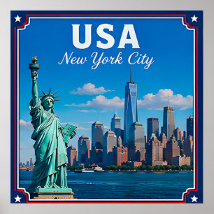 Poster 🗽 Cidade de Nova York EUA Memória da Visita à Sil