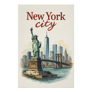 Póster Cidade de Nova York – Poster icônico da Estátua e 