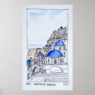 Póster Cidade de Oia Ilha de Santorini, Grécia