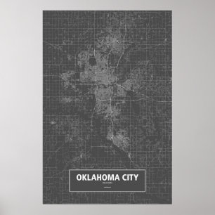 Poster Cidade de Oklahoma, Oklahoma (branco no preto)