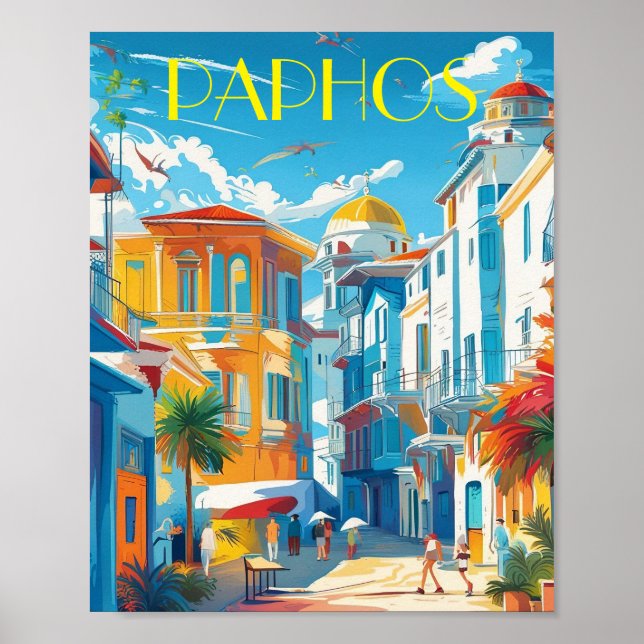 Poster Cidade de Paphos, souvenir de turnê de Chipre (Frente)