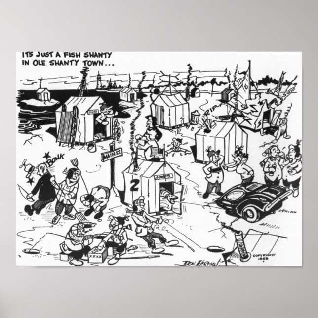Póster Cidade de pesca de gelo. (Frente)