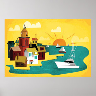 Poster Cidade de porto abstrata