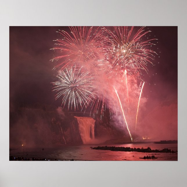 Poster Cidade de Quebec, Quebec, Canadá. Fireworks no Par (Frente)