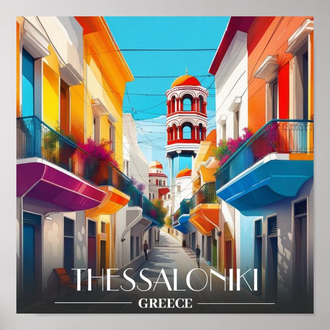 Poster Cidade de Salónica, distrito de grécia Ladadika (Frente)