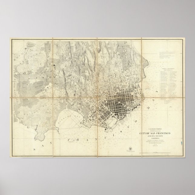 Póster Cidade De São Francisco E Sua Próxima, Califórnia (Frente)