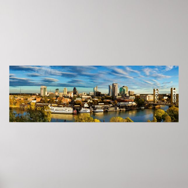 Poster Cidade de Skyline Sacramento Califórnia (Frente)