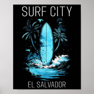 Poster Cidade de Surf El Salvador Surf Vintage Surfista _