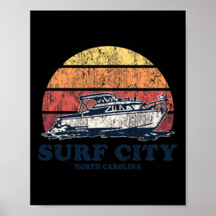 Poster Cidade de Surf Nc Embarcações Antigas Design de Ba