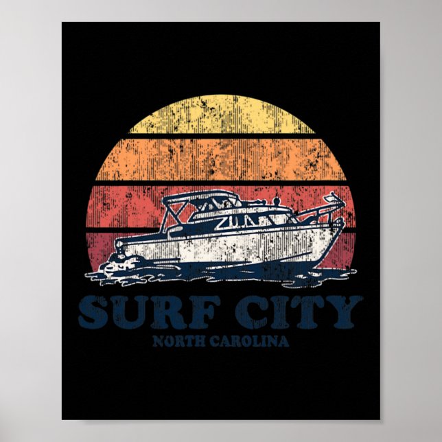 Poster Cidade de Surf Nc Embarcações Antigas Design de Ba (Frente)