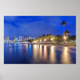 Poster Cidade de Waikiki em Dawn