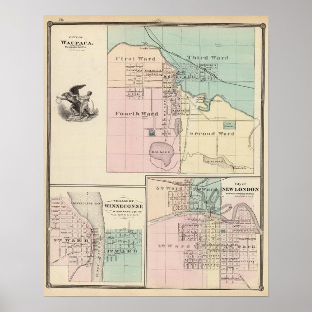 Poster Cidade de Waupaca, Vila de Winneconne (Frente)