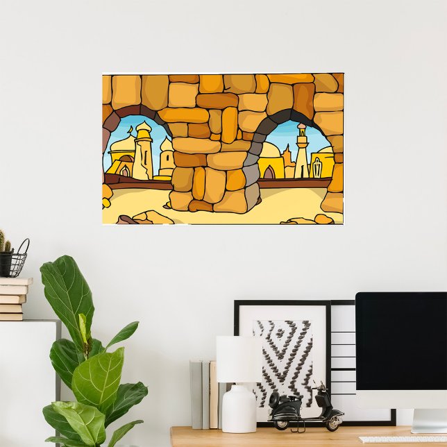 Poster Cidade Desértica do Oriente Médio Através de Arco  (Criador carregado)