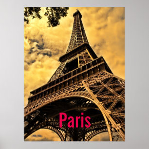 Poster Cidade do Amor e Romance de Paris Torre Eiffel Fra