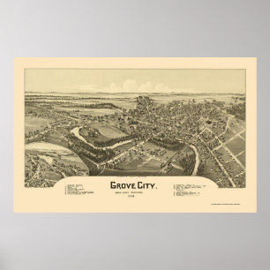 Poster Cidade do bosque, mapa panorâmico do PA - 1901