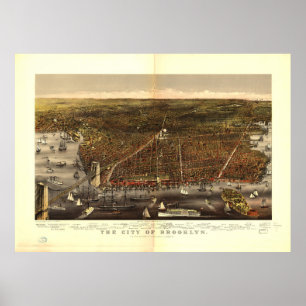 Poster Cidade do Brooklyn Nova Iorque por Currier e Ives