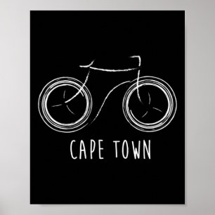 Poster Cidade do Cabo África do Sul Bicicleta Vintage Ret