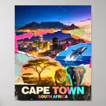 Cidade do Cabo África do Sul Colagem de Montanha e