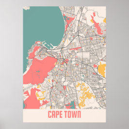 Poster Cidade do Cabo - África do Sul - Mapa da Cidade do