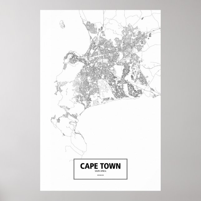 Póster Cidade do Cabo, África do Sul (preto em branco) (Frente)