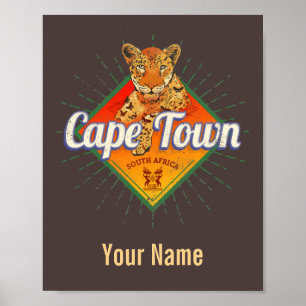 Poster Cidade do Cabo África do Sul Retro Leopard Vintage