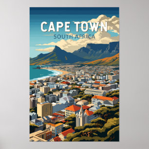 Poster Cidade do Cabo, África do Sul, Viagem Art Vintage