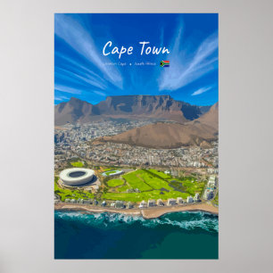 Poster Cidade do Cabo, África do Sul - Vista da Montanha 