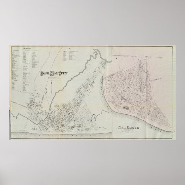 Poster Cidade do Cabo de maio e Sea Grove, Nova Jersey (Frente)