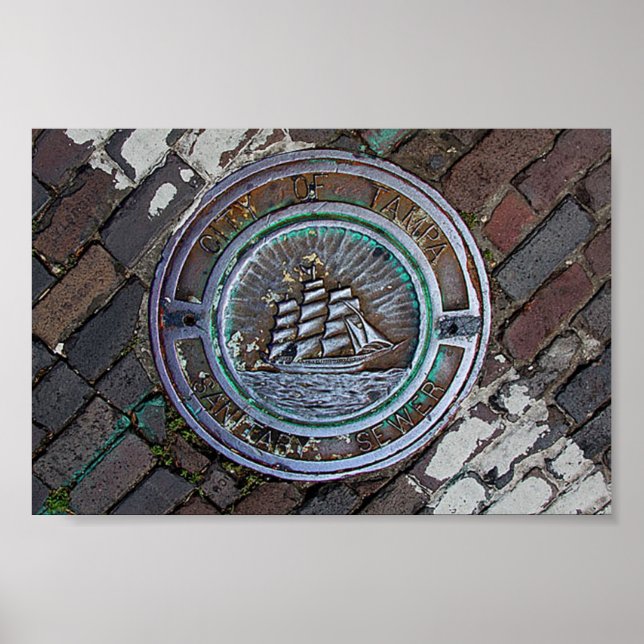 Póster Cidade do cobrir de água da tempestade Tampa (Frente)