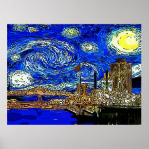 Poster Cidade do crescente da noite estrelado