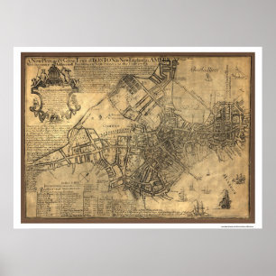 Póster Cidade do mapa de Boston - 1769